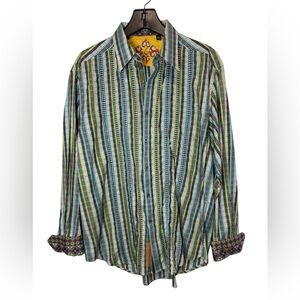 Robert Graham Stripe Long Sleeve Button Down Shirt Men’s XL